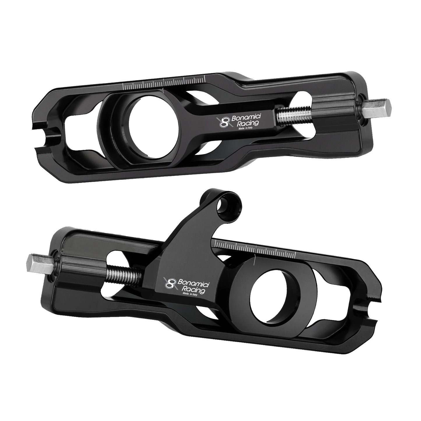 Bonamici Racing Chain Adjuster with Caliper Support, Black for the Yamaha YZF R6 2017-2024
