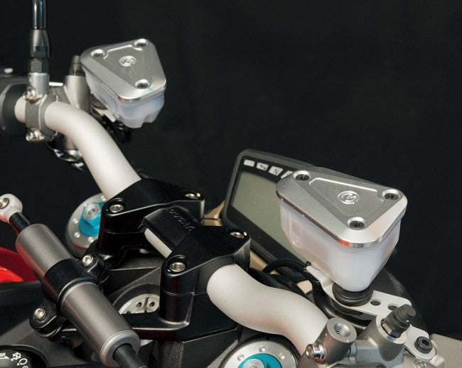 Motocorse Billet Front Brake and Clutch Reservoir Covers for Ducati Multistrada 1100 / 1000, GT1000,  Streetfighter 1098 / 848 and ST3 / ST4