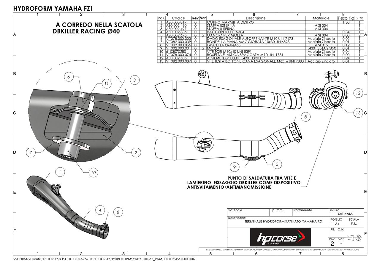 HP CORSE HYDROFORM Slip on with link pipe for Yamaha FZ1