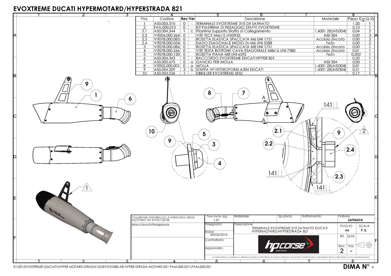HP CORSE EVOXTREME Slip-On For Ducati Hyperstrada 821 and 939