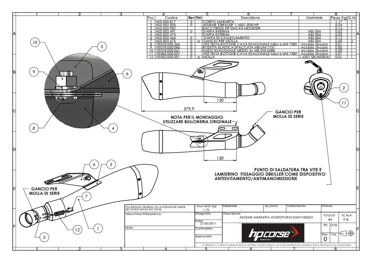 HP CORSE Hydroform Slip-ons For the Ducati Monster 1100 / 796 / 696
