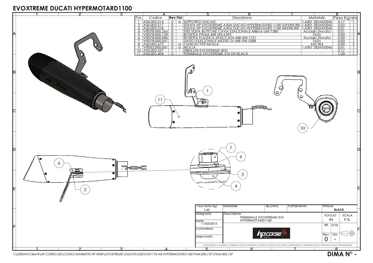 HP CORSE EVOXTREME Slip-On For Ducati Hypermotard 1100 / S / SP