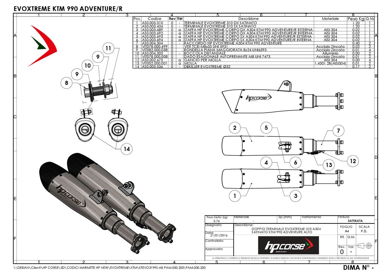 HP CORSE EVOXTREME Slip Ons for KTM 990 Adventure