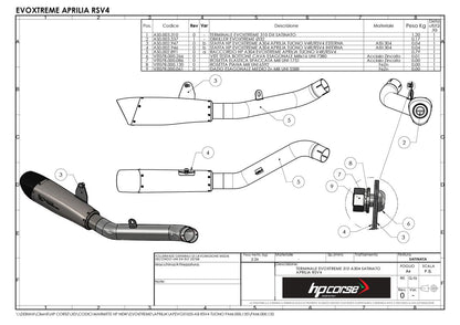 HP CORSE EVOXTREME Slip-on Exhaust with link pipe For Aprilla Tuono V4 1100 (2015-2016)