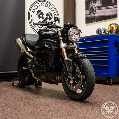 Motodemic 7 inch Metric Style LED and Round Halogen Headlight Kit