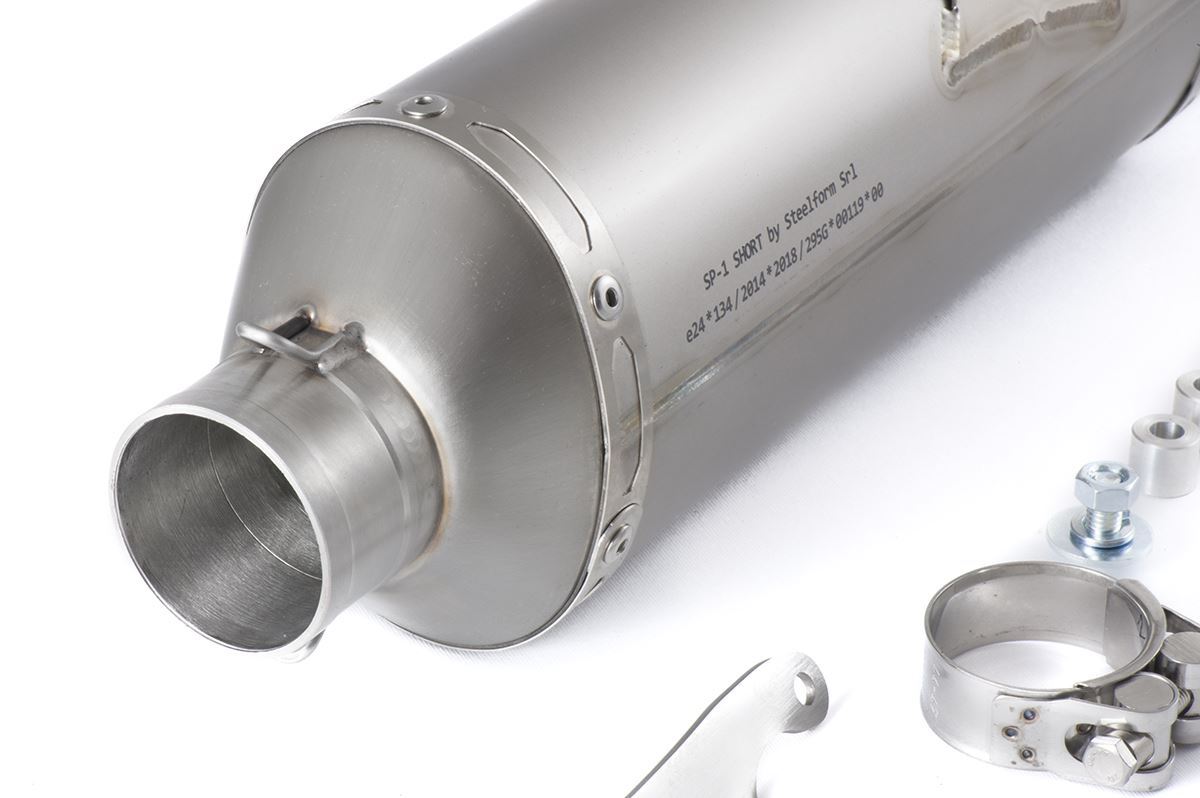 HP CORSE SP-1 SHORT Titanium Low Mount Slip-on Exhaust for the Ducati DesertX