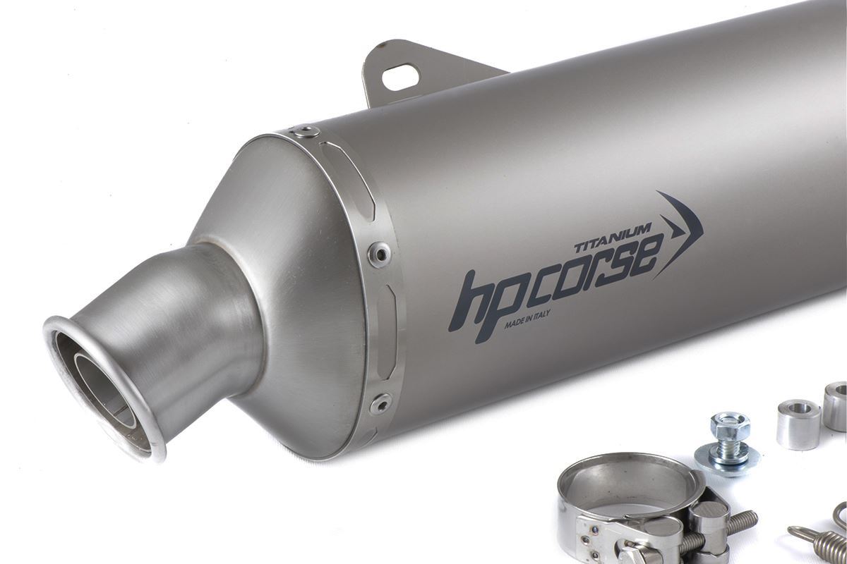 HP CORSE SP-1 SHORT Titanium Low Mount Slip-on Exhaust for the Ducati DesertX