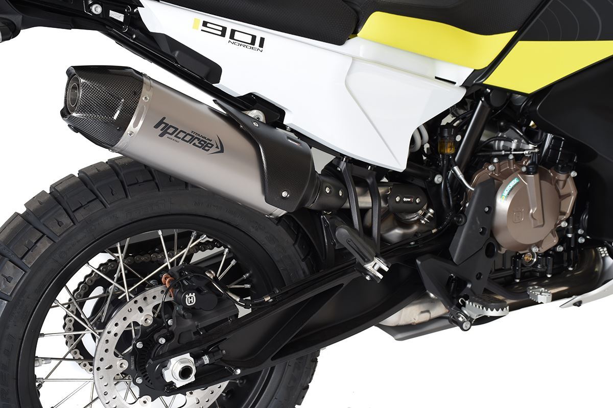 HP CORSE SP-1 CARBON SHORT Titanium High Mount Slip-on Exhaust for the Husqvarna Norden 901