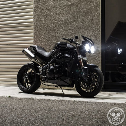 Motodemic Dual Adaptive LED Headlight Conversion Kit for the 2012-2016 Triumph Street Triple and 2011-2015 Speed Triple