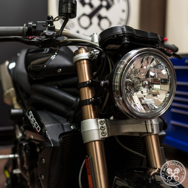 Motodemic 7 inch Metric Style LED and Round Halogen Headlight Kit