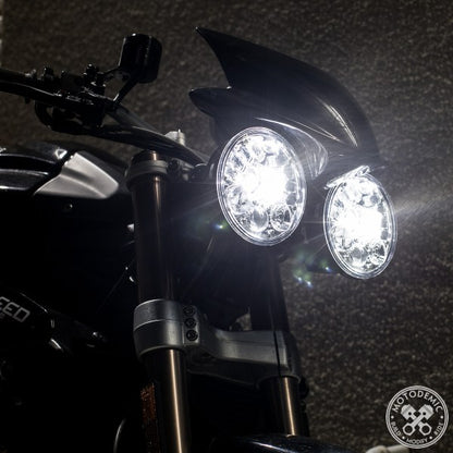Motodemic Dual Adaptive LED Headlight Conversion Kit for the 2012-2016 Triumph Street Triple and 2011-2015 Speed Triple