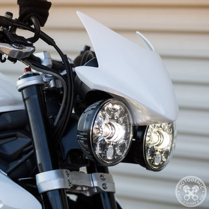 Motodemic Dual Adaptive LED Headlight Conversion Kit for the 2012-2016 Triumph Street Triple and 2011-2015 Speed Triple