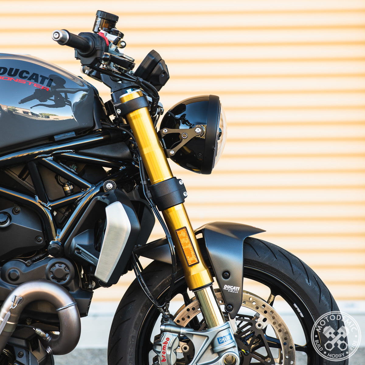 Motodemic LED and Round Halogen Headlight Conversion Kit for the Ducati Monster 1200, 821, and 797 (2017+)