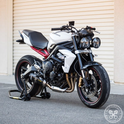 Motodemic Dual Adaptive LED Headlight Conversion Kit for the 2012-2016 Triumph Street Triple and 2011-2015 Speed Triple