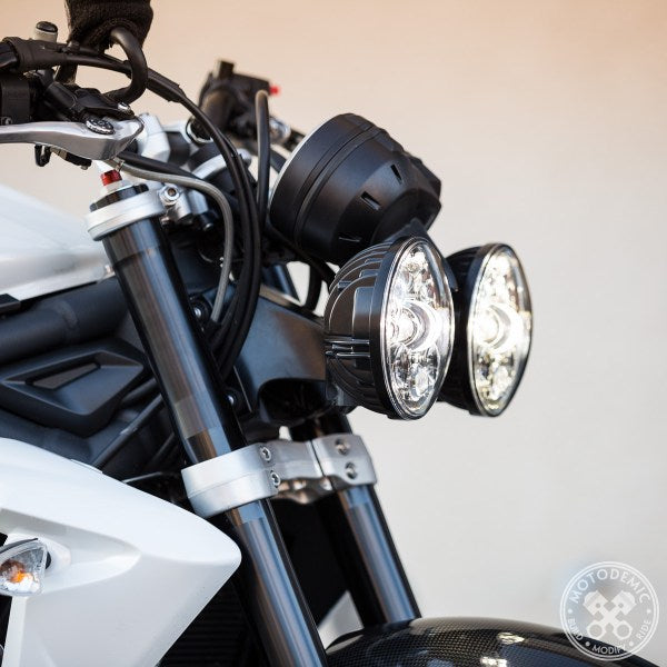 Motodemic Dual Adaptive LED Headlight Conversion Kit for the 2012-2016 Triumph Street Triple and 2011-2015 Speed Triple