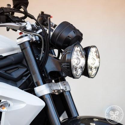 Motodemic Dual Adaptive LED Headlight Conversion Kit for the 2012-2016 Triumph Street Triple and 2011-2015 Speed Triple