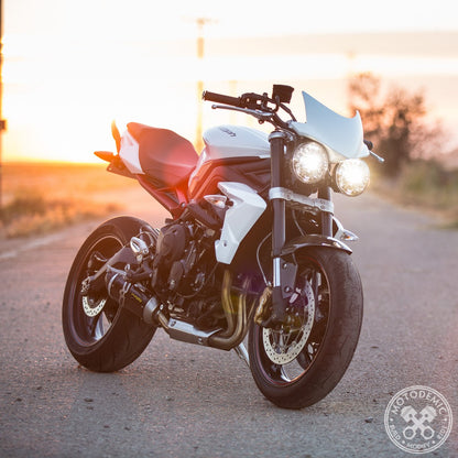 Motodemic Dual Adaptive LED Headlight Conversion Kit for the 2012-2016 Triumph Street Triple and 2011-2015 Speed Triple