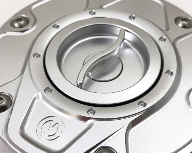 Motocorse NEW DESIGN Billet Aluminum Gas Cap for Ducati Multistrada V4 / 1200 / 1260 / 950, Diavel 1260, and Hypermotard 950