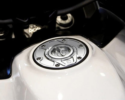 Motocorse NEW DESIGN Billet Aluminum Gas Cap for Ducati Multistrada V4 / 1200 / 1260 / 950, Diavel 1260, and Hypermotard 950