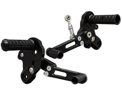 WOODCRAFT Standard Shift Eccentric Rearset Kit W/Pedals for Kawasaki Z125 Pro