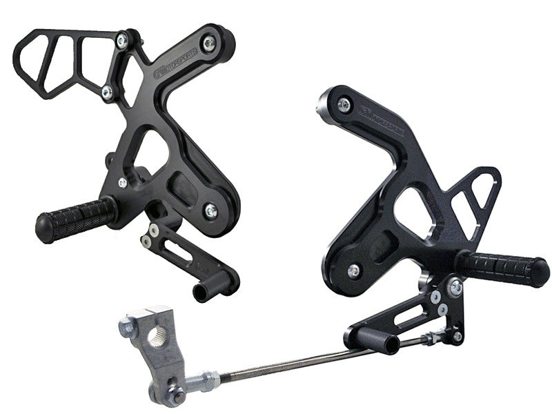 WOODCRAFT Kawasaki Ninja 650 (12-16) Complete Adjustable Rearset Kit W/Shift & Brake Pedals - Black
