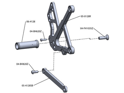 WOODCRAFT Kawasaki Ninja 650R (09-11) Complete Rearset Kit W/Shift & Brake Pedals  Black