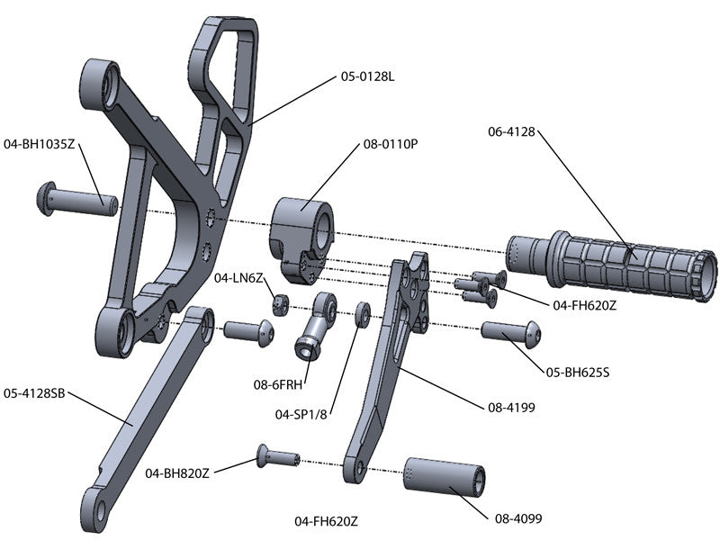 WOODCRAFT Kawasaki Ninja 650R (09-11) Complete Rearset Kit W/Shift & Brake Pedals  Black