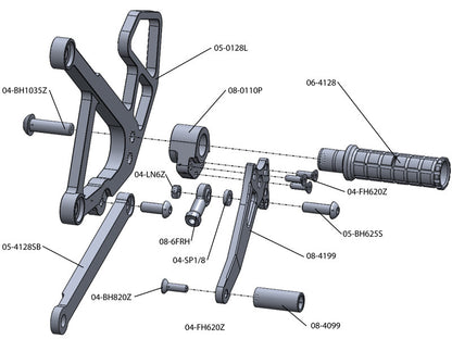 WOODCRAFT Kawasaki Ninja 650R (09-11) Complete Rearset Kit W/Shift & Brake Pedals  Black