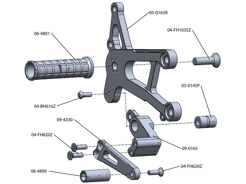 WOODCRAFT Kawasaki ZX-10R (06-10) Complete Rearset Kit W/Shift & Brake Pedals  Black