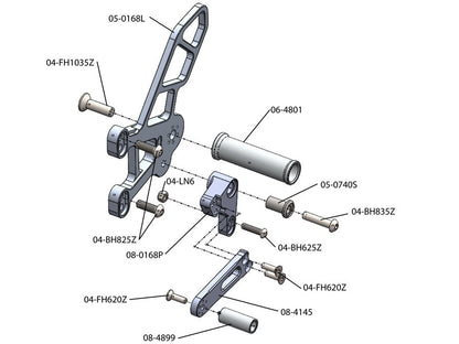 WOODCRAFT Kawasaki ZX-10R (11-15) Complete Rearset Kit (GP Shift) Uses OEM Shift Rod