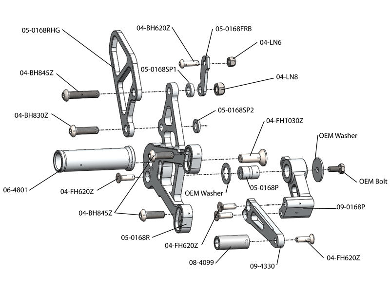 WOODCRAFT Kawasaki ZX-10R (11-15) Complete Rearset Kit (GP Shift) Uses OEM Shift Rod