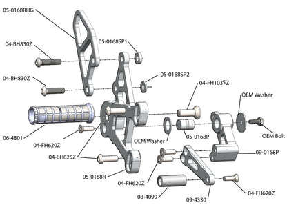 WOODCRAFT Kawasaki ZX-10R (16-20) Complete Rearset Kit (Standard or GP Shift)