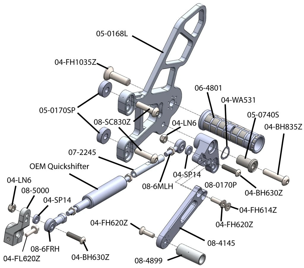 WOODCRAFT Kawasaki ZX-10R (2021+) Complete Rearset Kit (Standard or GP Shift)