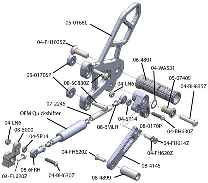 WOODCRAFT Kawasaki ZX-10R (2021+) Complete Rearset Kit (Standard or GP Shift)
