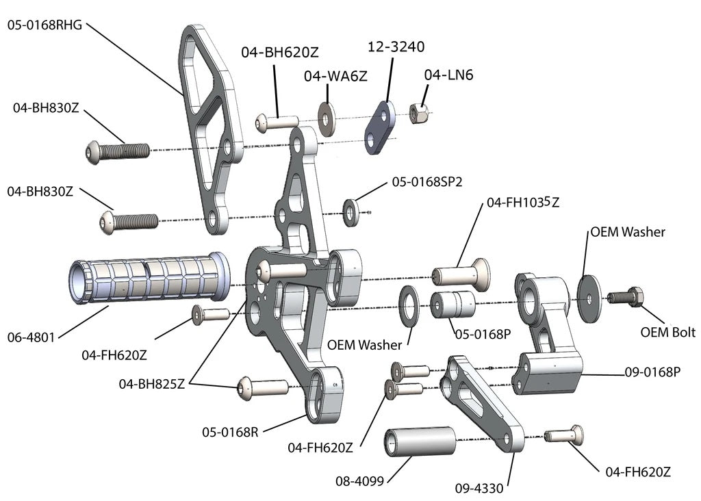 WOODCRAFT Kawasaki ZX-10R (2021+) Complete Rearset Kit (Standard or GP Shift)