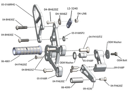 WOODCRAFT Kawasaki ZX-10R (2021+) Complete Rearset Kit (Standard or GP Shift)