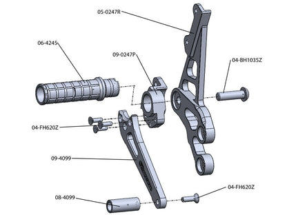 Woodcraft Suzuki GSX-R600 / GSX-R750 (06-10) Black - Complete Rearset Kit with Shift and Brake Pedals