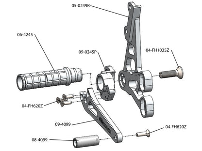 WOODCRAFT Suzuki GSXR1000 '07-08 - Complete Rearset Kit with Shift and Brake Pedals