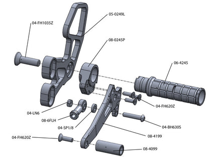 WOODCRAFT Suzuki GSXR1000 '07-08 - Complete Rearset Kit with Shift and Brake Pedals
