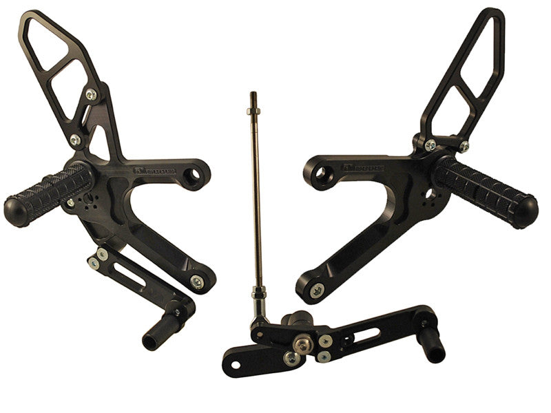 WOODCRAFT Honda CBR500 / CB500F (13-15)  Complete Adjustable Rearset Kit w/Pedals  GP Shift  Black