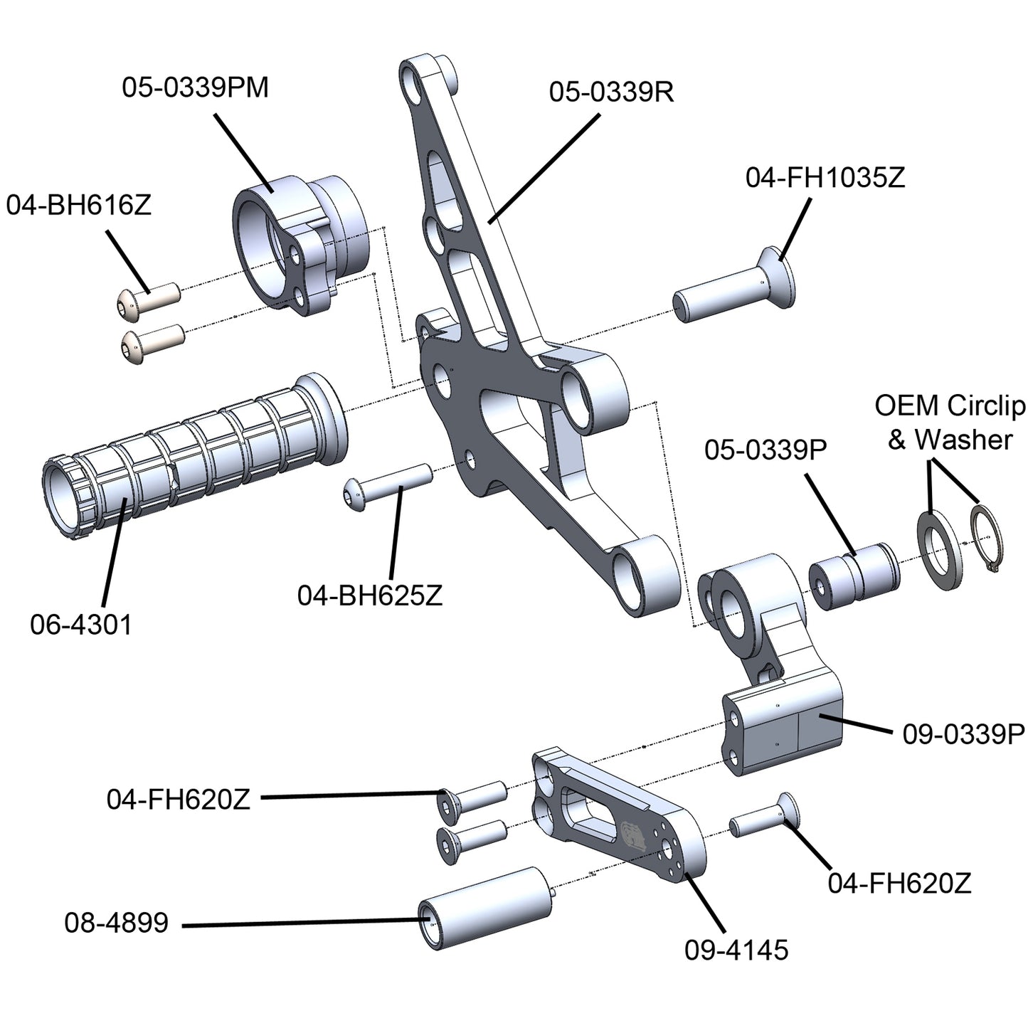 WOODCRAFT Honda CBR1000RR (2017+) Complete Rearset Kit