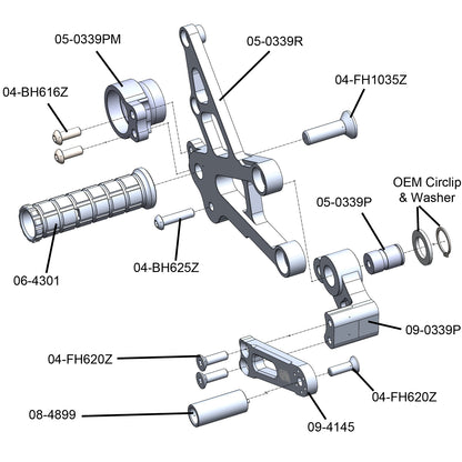 WOODCRAFT Honda CBR1000RR (2017+) Complete Rearset Kit