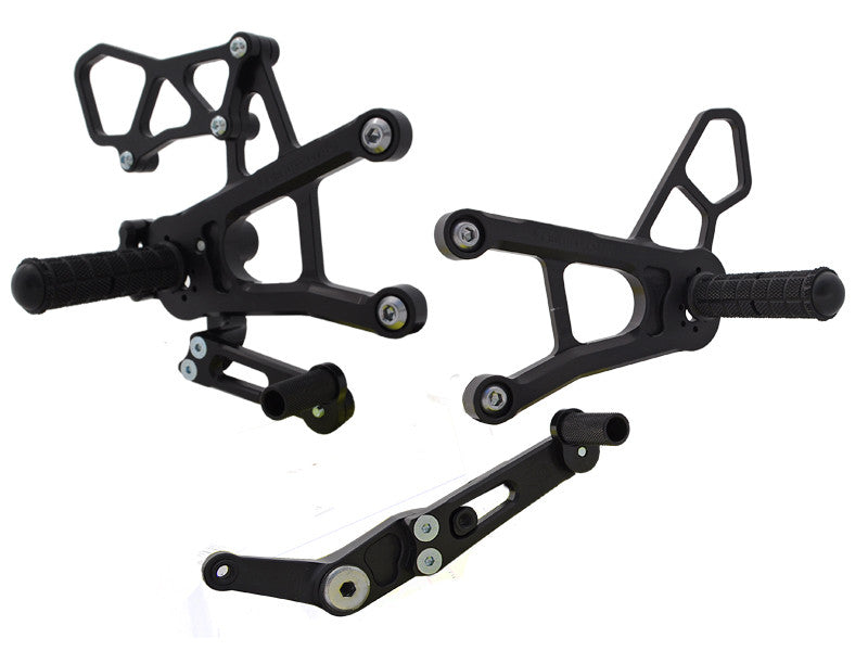 WOODCRAFT Yamaha R1 (15+) Adjustable Rearset Assembly Complete W/Shift & Brake Pedal (Std/GP) Black