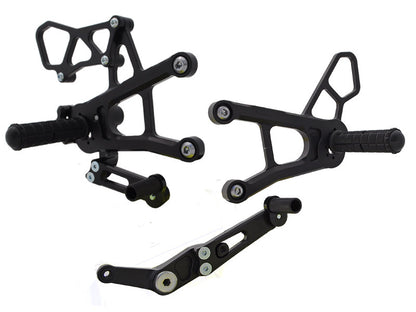 WOODCRAFT Yamaha R1 (15+) Adjustable Rearset Assembly Complete W/Shift & Brake Pedal (Std/GP) Black