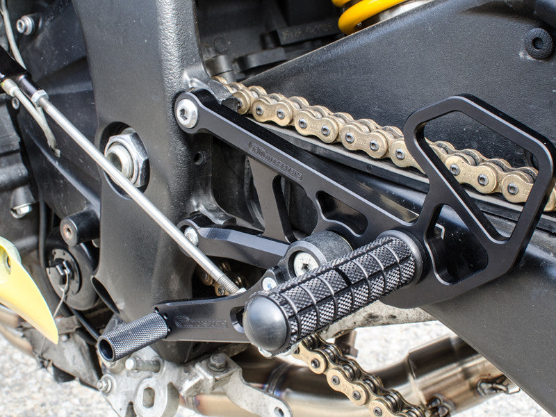 WOODCRAFT Yamaha R6 (2017+) Complete Rear Set Kit  GP Shift  BLACK - WILL ALSO FIT 2006-16 MODELS