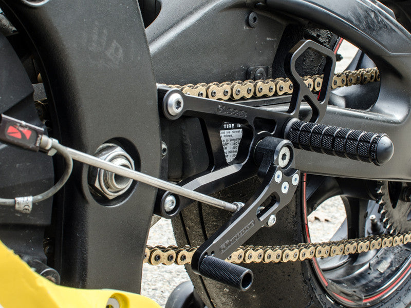 WOODCRAFT Yamaha R6 (2017+) Complete Rear Set Kit  GP Shift  BLACK - WILL ALSO FIT 2006-16 MODELS
