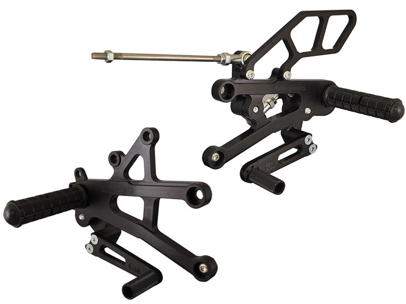 WOODCRAFT Triumph 675 06-12 Kit  GP Shift  Complete with Shift and Brake Pedals  Black (Brake Heel Guard Optional)