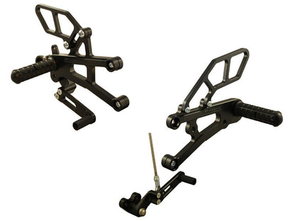 WOODCRAFT Triumph Daytona 675 (13-18) Complete GP Rearset Kit  W/Shift & Brake Pedals  Black - without a Quickshifter with side stand