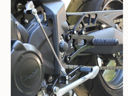 WOODCRAFT Triumph Street Triple 13-16 (NO/QS) Complete GP Rearset Kit  W/Shift & Brake Pedals  Black