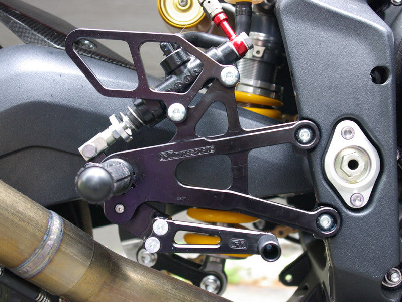 WOODCRAFT Triumph Street Triple 13-16 (NO/QS) Complete GP Rearset Kit  W/Shift & Brake Pedals  Black